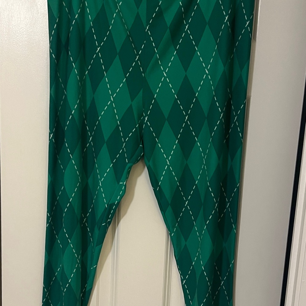 Green Argyle Patterned Leggings LuLaRoe TC2
